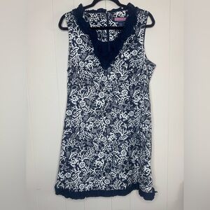 Vineyard Vines Reef Print Ruffled Sleeveless Shift Dress Womens Size 14